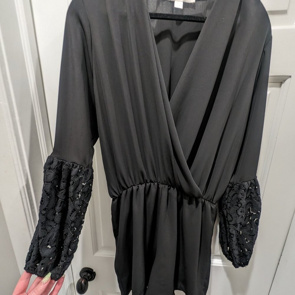 Boston Proper Black Women's Romper Size M- great beach cover-up!